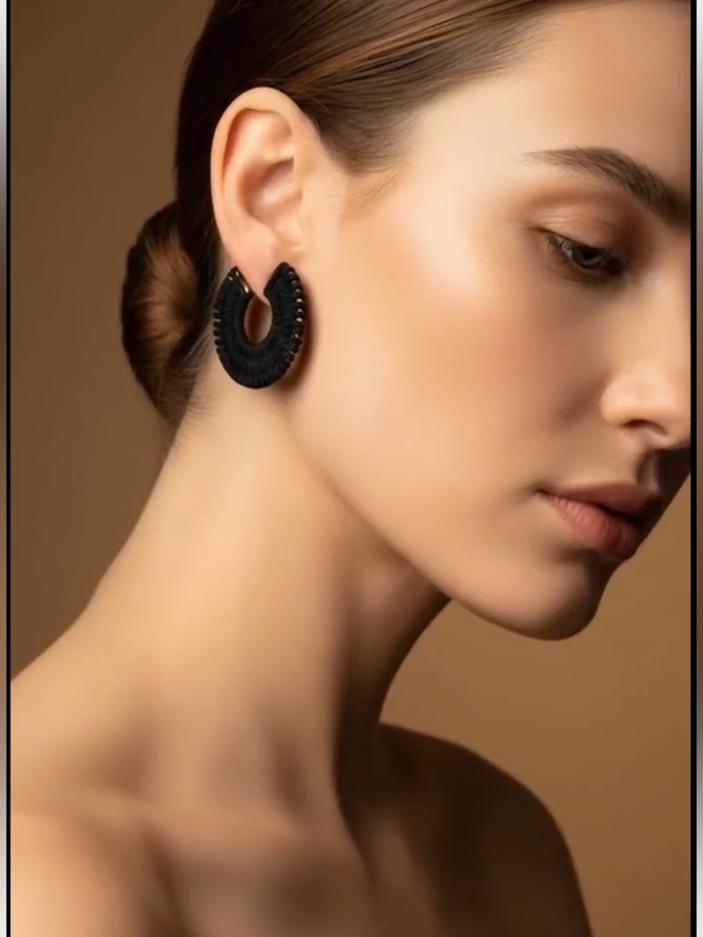Free People Black Woven Hoop Earrings